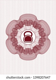 Red rosette. Linear Illustration with kettlebell icon inside