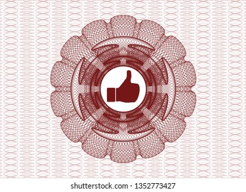 Red rosette. Linear Illustration with like icon inside