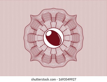 Rosette rojo. Ilustración lineal con icono de olivo en el interior