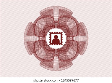 Red rosette. Linear Illustration with picture icon inside