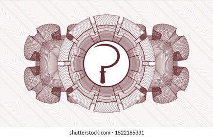 Red rosette. Linear Illustration. with sickle icon inside