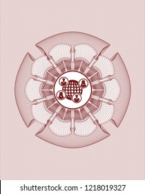 Red rosette. Linear Illustration with social network icon inside