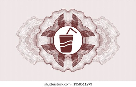 Red rosette. Linear Illustration. with soda icon inside