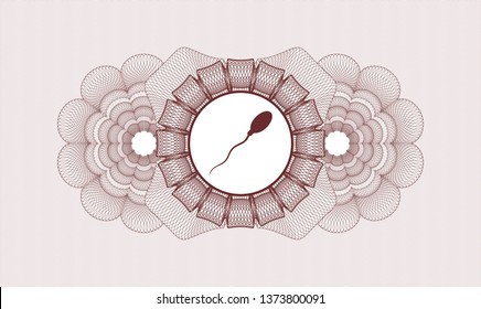 Red rosette. Linear Illustration. with sperm icon inside