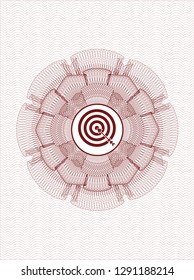 Red rosette. Linear Illustration with target, business icon inside