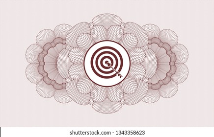 Red rosette. Linear Illustration. with target, business icon inside