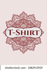  Red rosette. Linear Illustration with text T-Shirt inside