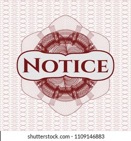 Red rosette. Linear Illustration with text Notice inside