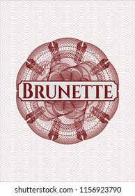 Red rosette. Linear Illustration with text Brunette inside