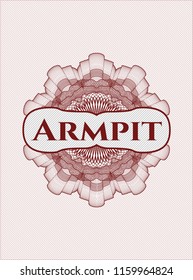 Red rosette. Linear Illustration with text Armpit inside