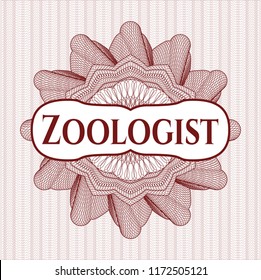 Red rosette. Linear Illustration with text Zoologist inside