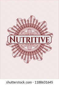 Red rosette. Linear Illustration with text Nutritive inside