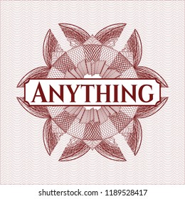 Red rosette. Linear Illustration with text Anything inside