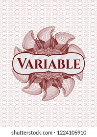 Red rosette. Linear Illustration with text Variable inside