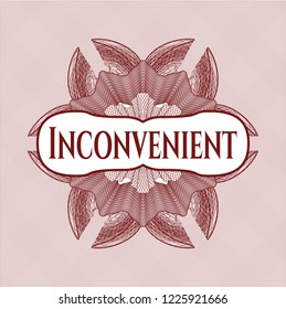 Red rosette. Linear Illustration with text Inconvenient inside