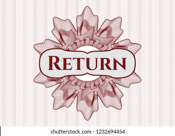 Red rosette. Linear Illustration with text Return inside
