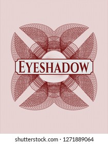 Red rosette. Linear Illustration with text Eyeshadow inside