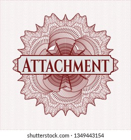 Red rosette. Linear Illustration with text Attachment inside