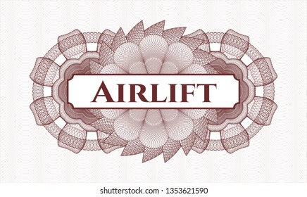 Red rosette. Linear Illustration. with text Airlift inside