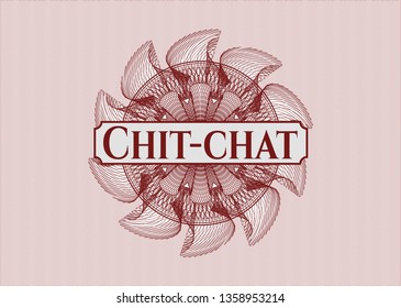 Red rosette. Linear Illustration with text Chit-chat inside