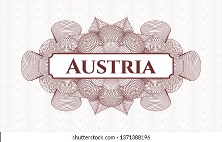 Red rosette. Linear Illustration. with text Austria inside