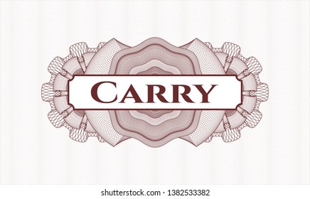 Red rosette. Linear Illustration. with text Carry inside