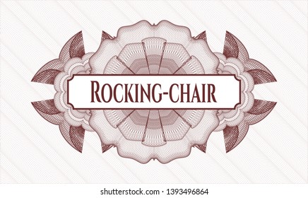 Red rosette. Linear Illustration. with text Rocking-chair inside