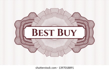 Red rosette. Linear Illustration. with text Best Buy inside