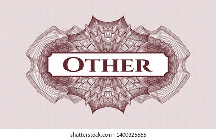Red rosette. Linear Illustration. with text Other inside