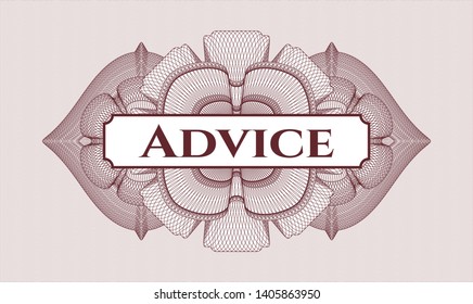 Red rosette. Linear Illustration. with text Advice inside