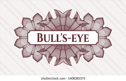 Red rosette. Linear Illustration. with text Bull's-eye inside