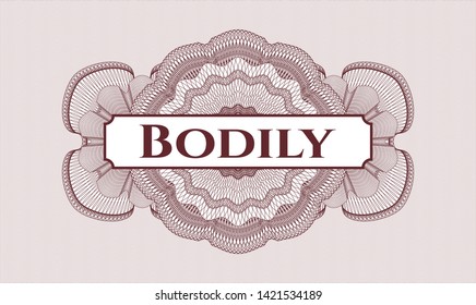 Red rosette. Linear Illustration. with text Bodily inside