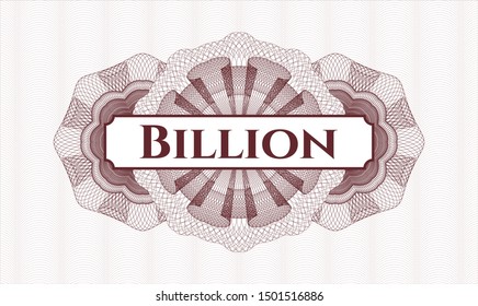 Red rosette. Linear Illustration. with text Billion inside