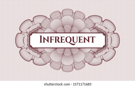 Red rosette. Linear Illustration. with text Infrequent inside