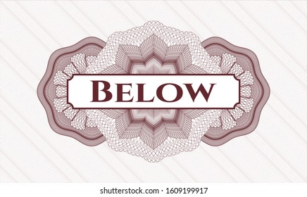 Red rosette. Linear Illustration. with text Below inside