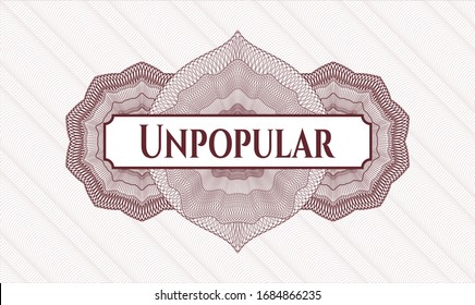 Rosette rojo. Ilustración lineal. con texto no popular en el interior