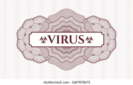 Red rosette. Linear Illustration. with text Virus inside