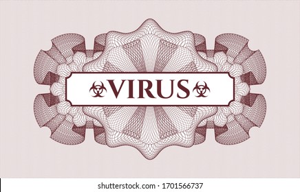 Red rosette. Linear Illustration. with text Virus inside