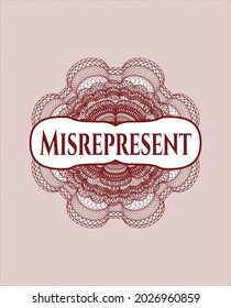 Rosette rojo. Ilustración lineal con texto no representado dentro