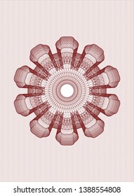 Red rosette. Linear Illustration. Vector, Detailed.