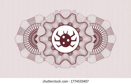 Red rosette. Linear Illustration. Vector. Detailed with bug icon inside