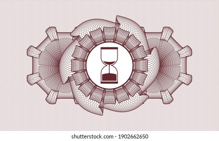 Red rosette. Linear Illustration. Vector. Detailed with sand clock icon inside