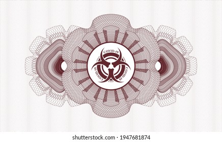 Rosette rojo. Ilustración lineal. Vector. Detallado con el icono de biohazard covid-19