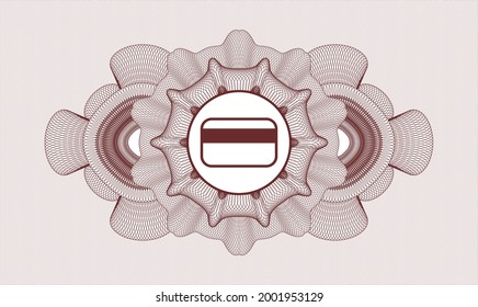 Red rosette. Linear Illustration. Vector. Detailed with credit card icon inside