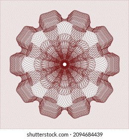 Red rosette. Linear Illustration. Vector, Detailed. 