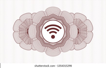 Red rosette. Linear Illustration. with wifi signal icon inside