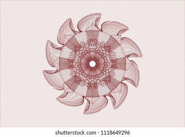 Red rosette or money style emblem