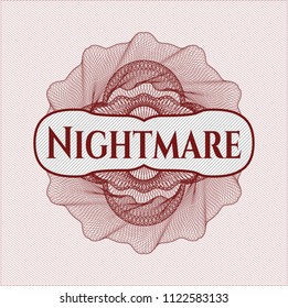 Red rosette (money style emblem) with text Nightmare inside