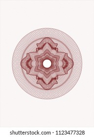 Red rosette or money style emblem
