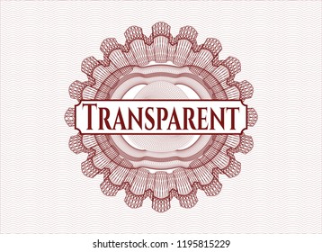 Red rosette or money style emblem with text Transparent inside